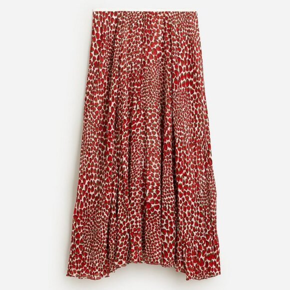 💕J.CREW💕 Gwyneth Pleated Skirt Chiffon ~ Vintage Red Strawberry Print Large - Picture 8 of 16